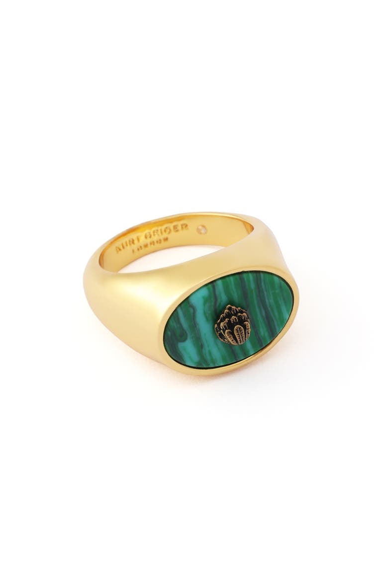 Eagle Head Signet Ring, Main, color, GREEN