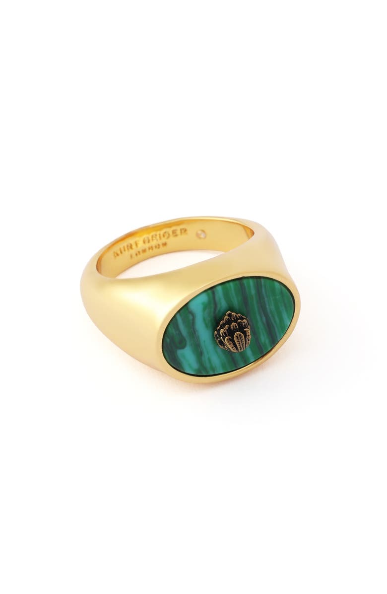 Kurt Geiger London Eagle Head Signet Ring, Main, color, Green