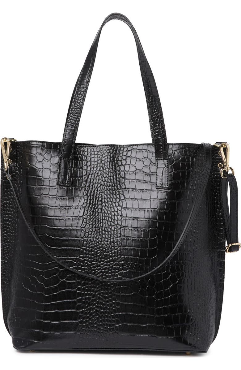 GIULIA MASSARI Embossed Croc Leather Tote, Alternate, color,