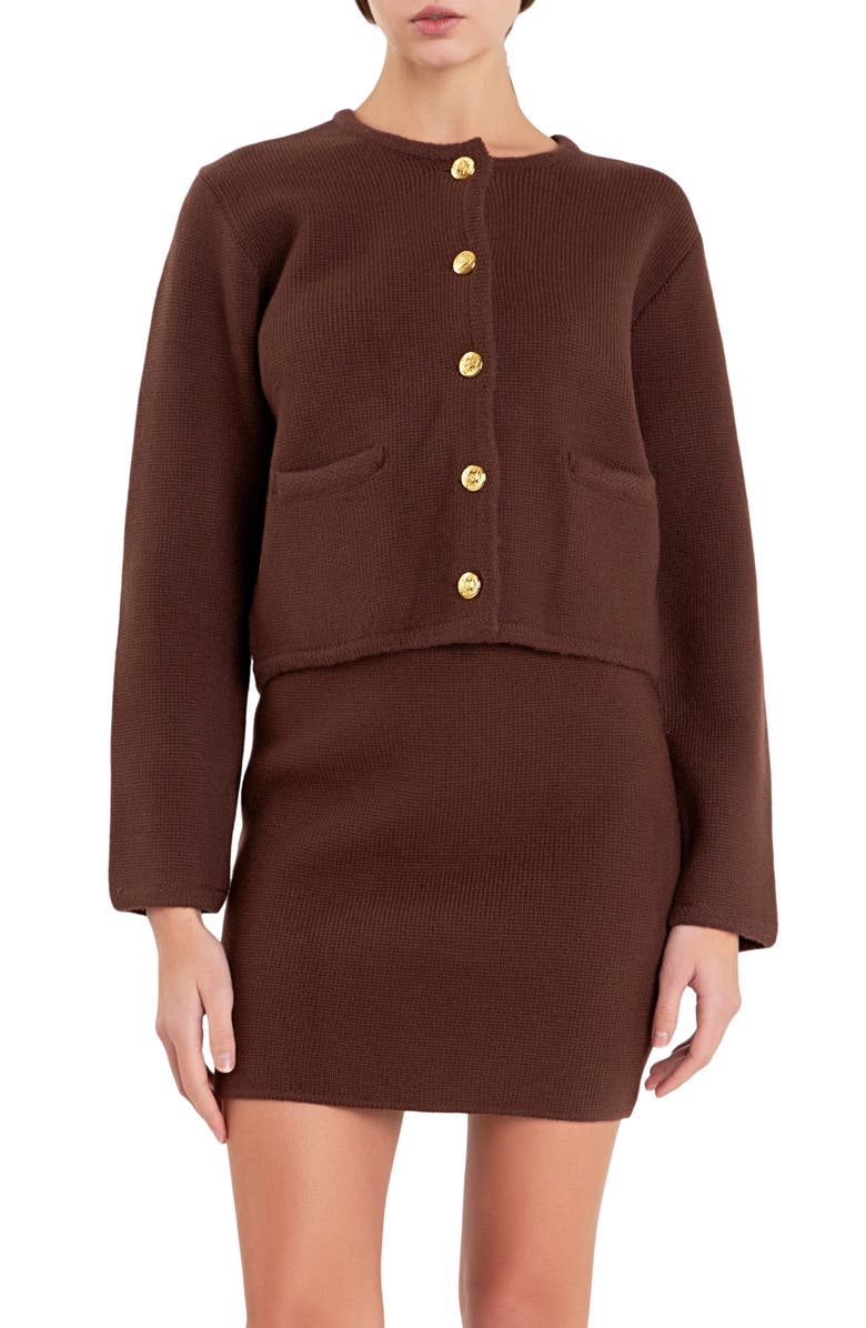 English Factory Crop Knit Cardigan, Main, color, 