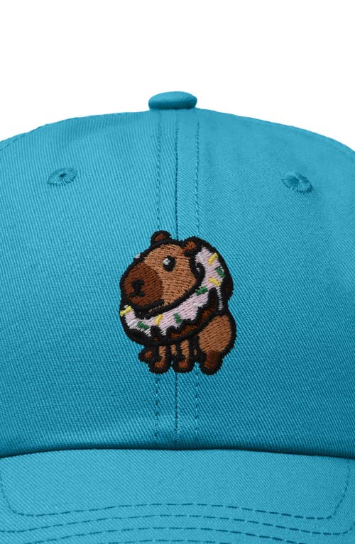 Dalix Capybara Donut Embroidered Cap In Teal