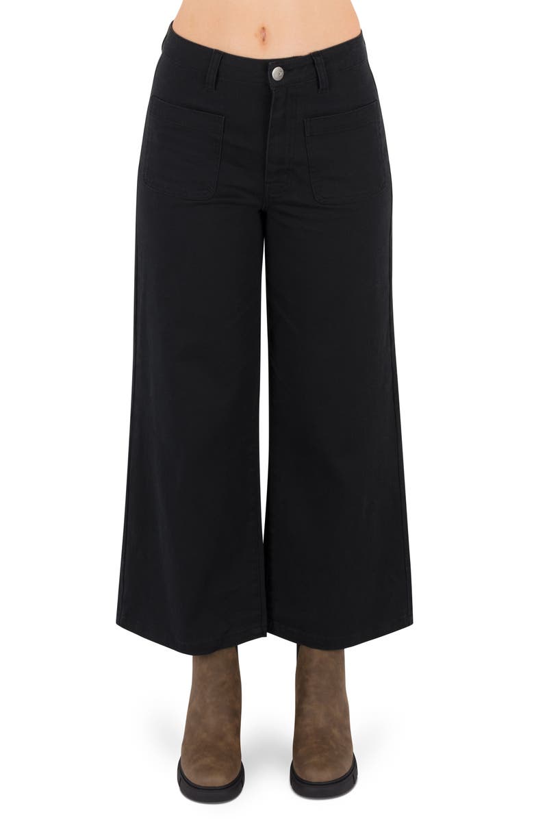 Hurley Horizon Patch Pocket Ankle Wide Leg Twill Pants, Main, color, Black