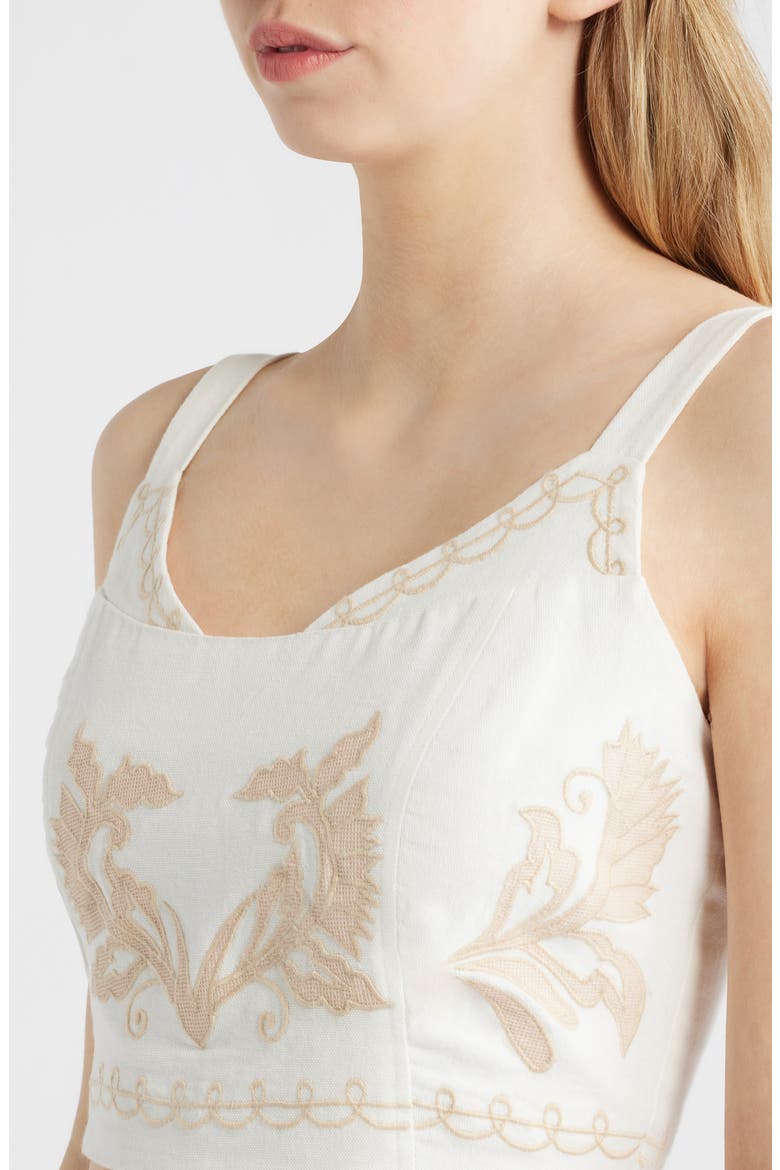 Lyra Embroidered Cotton Crop Top, Alternate, color, OFF WHITE