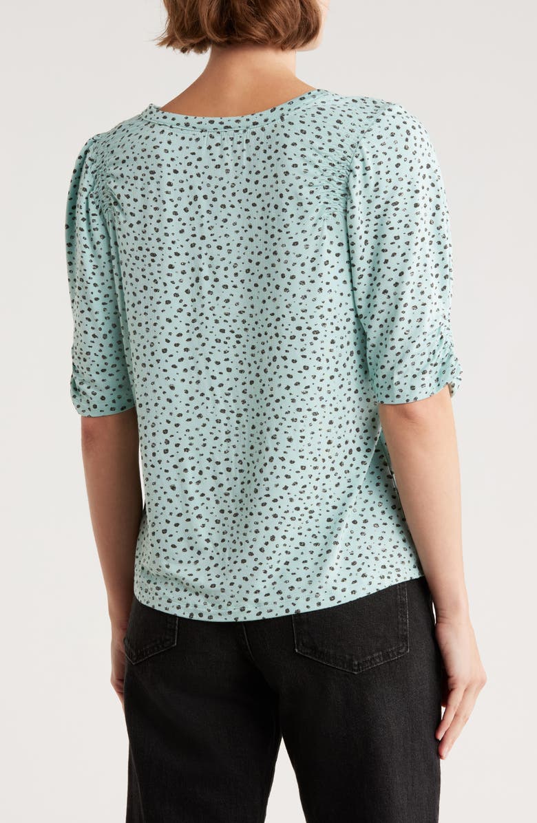 Democracy Ruched Elbow Length Sleeve Top, Alternate, color, Aqua Mist