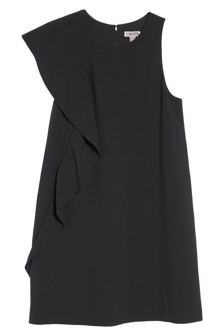 Asymmetrical Ruffle Shift Dress, Alternate, color, BLACK