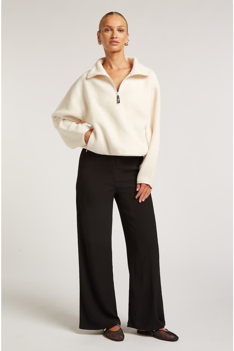 Alix Half-Zip Relaxed Cropped Fleece, Alternate, color, Cream