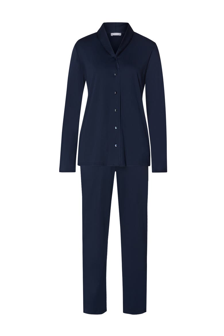 Cotton Silk Button Front Cotton Pajama Set, Main, color, Deep Navy