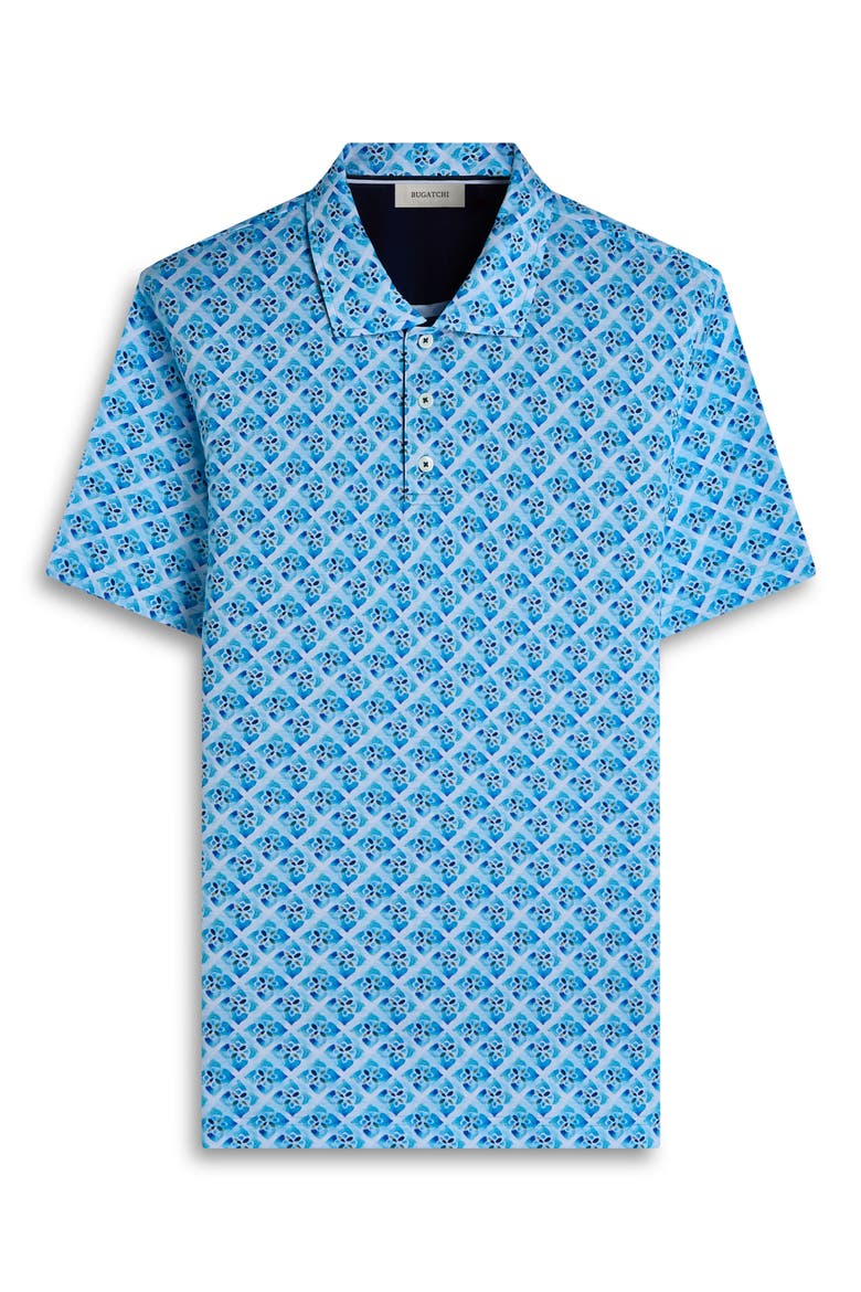 Hendrix Digital Floral Tile Print Pima Cotton Polo, Alternate, color, ICE
