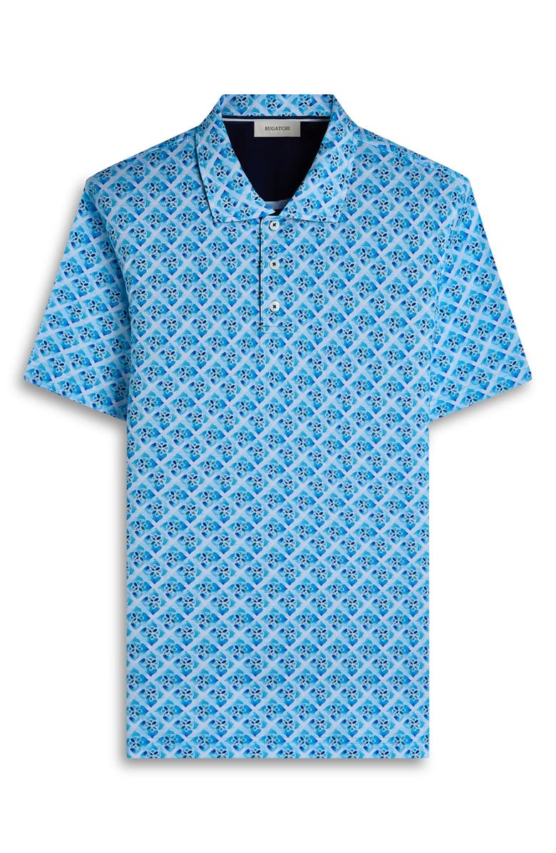 Bugatchi Hendrix Digital Floral Tile Print Pima Cotton Polo, Alternate, color, Ice