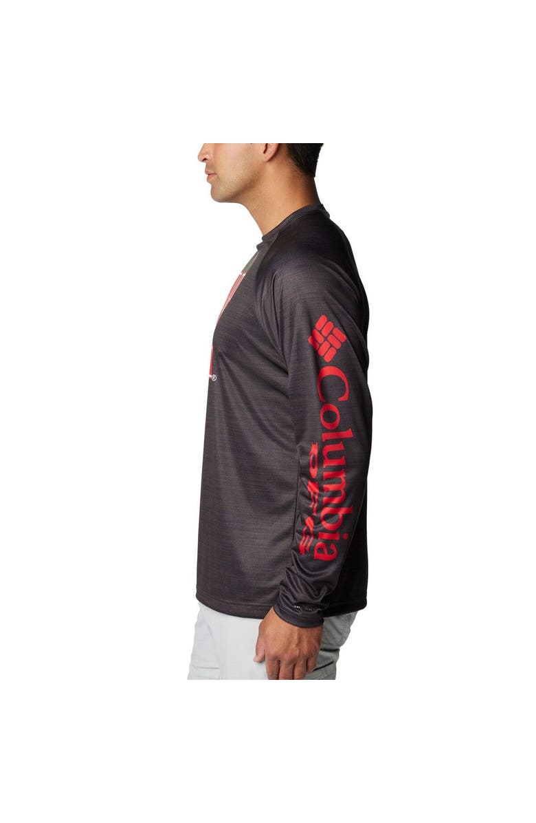 Columbia Men's Columbia Heather Charcoal Nebraska Huskers PFG Terminal Tackle Omni-Shade Raglan Long Sleeve T-Shirt, Alternate, color, Heather Charcoal