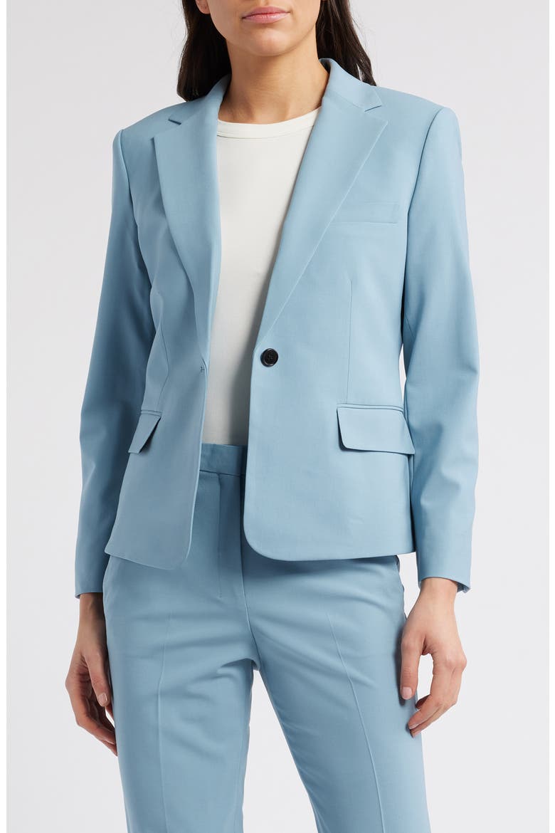 Slim Fit Stretch Wool One Button Blazer, Main, color, STONE BLUE
