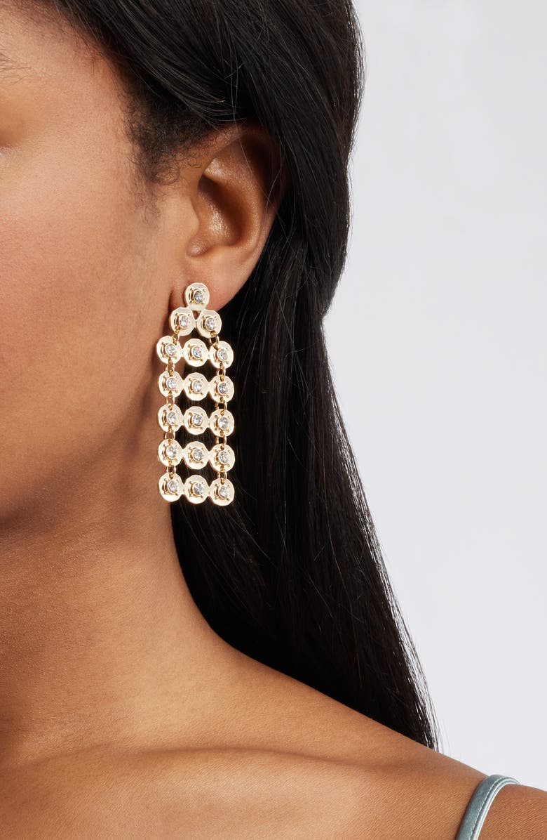 Open Edit Crystal Chandelier Earrings, Alternate, color, Clear- Gold