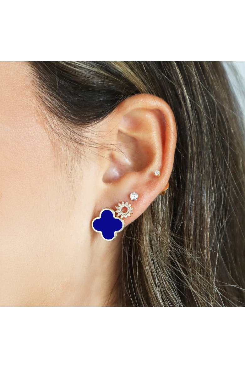 Large Lapis Clover Stud Earrings, Alternate, color, Lapis