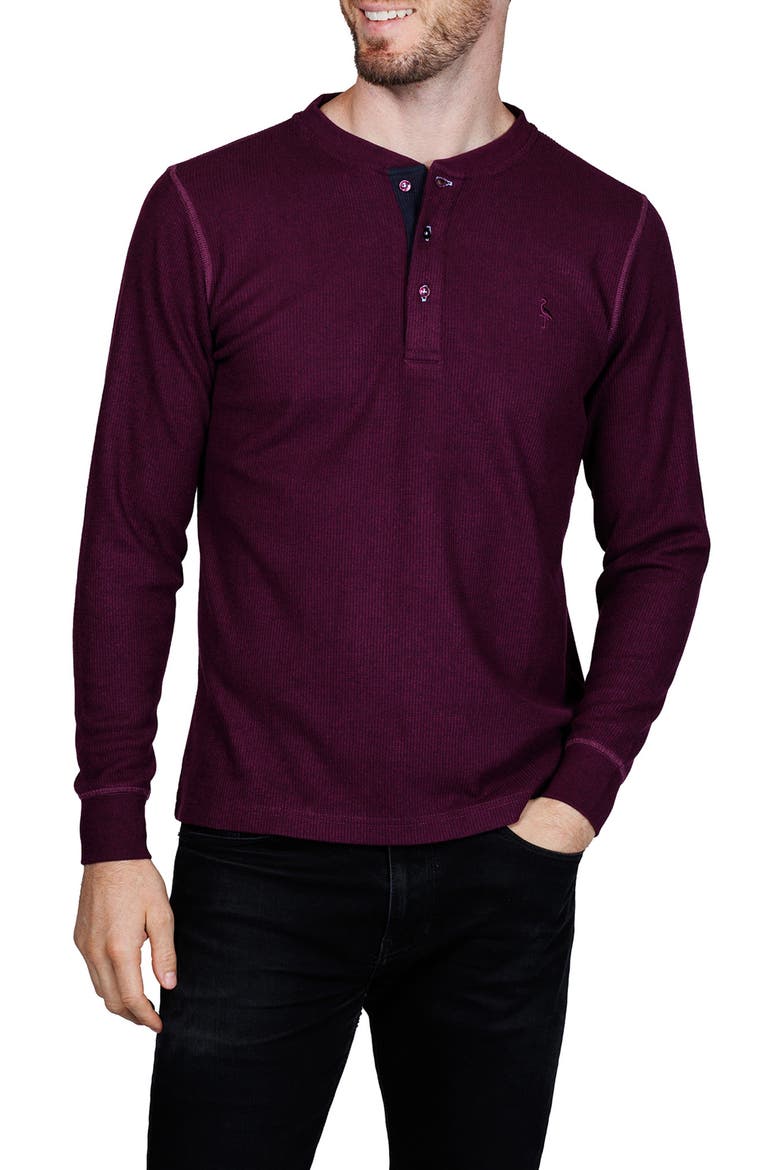 Cozy Waffle Knit Long Sleeve Henley, Alternate, color, BERRY HEATHER