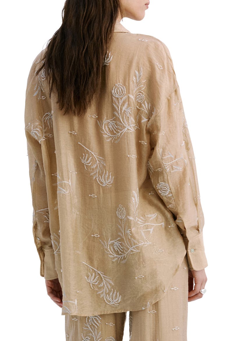 Embroidered Lyocell Shirt, Alternate, color, BEIGE