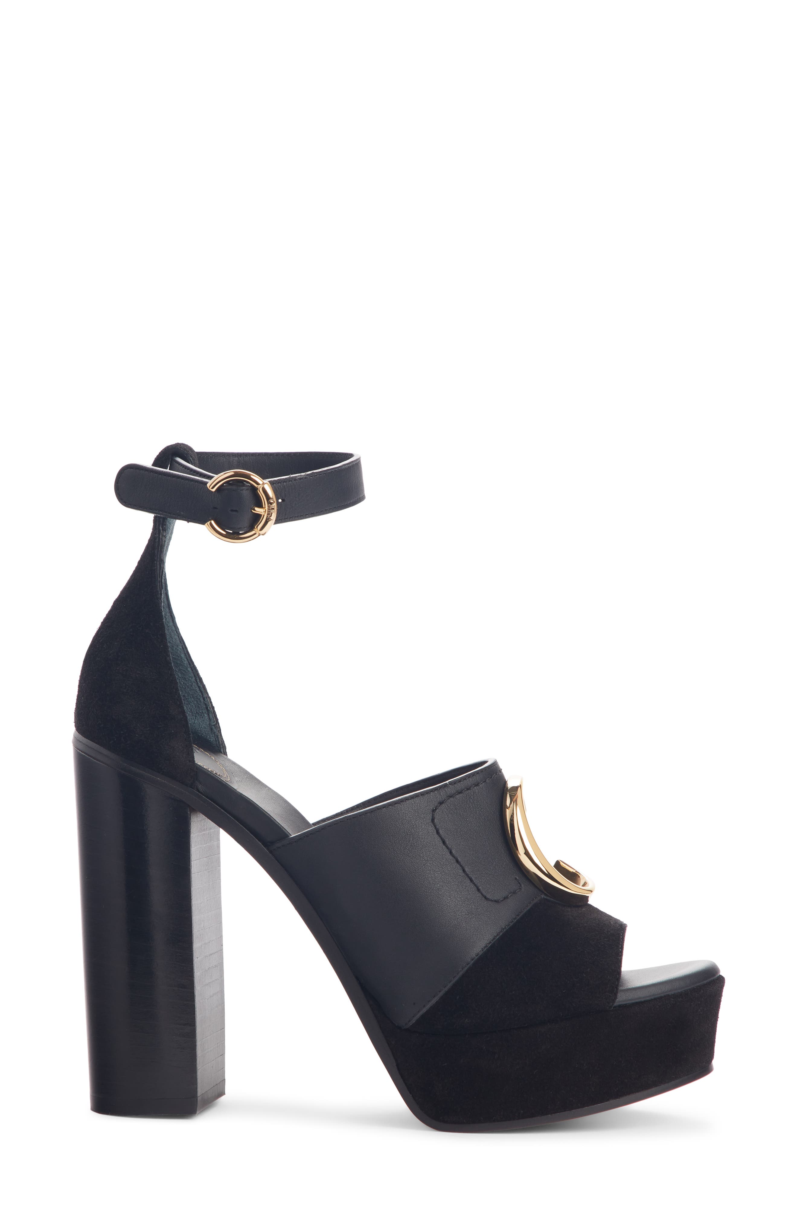 Chloé C Logo Platform Ankle Strap Sandal, Alternate, color, 