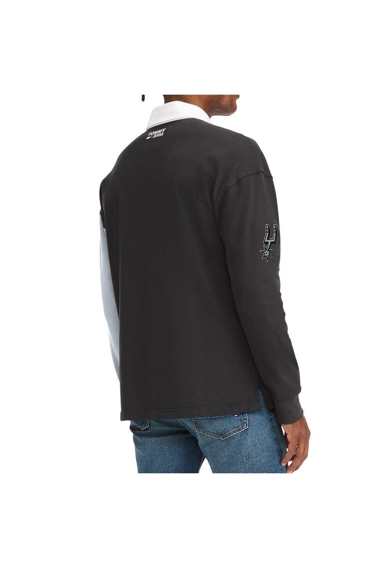 Men's Tommy Jeans Black/Gray San Antonio Spurs Ronnie Rugby Long Sleeve T-Shirt, Alternate, color, Black