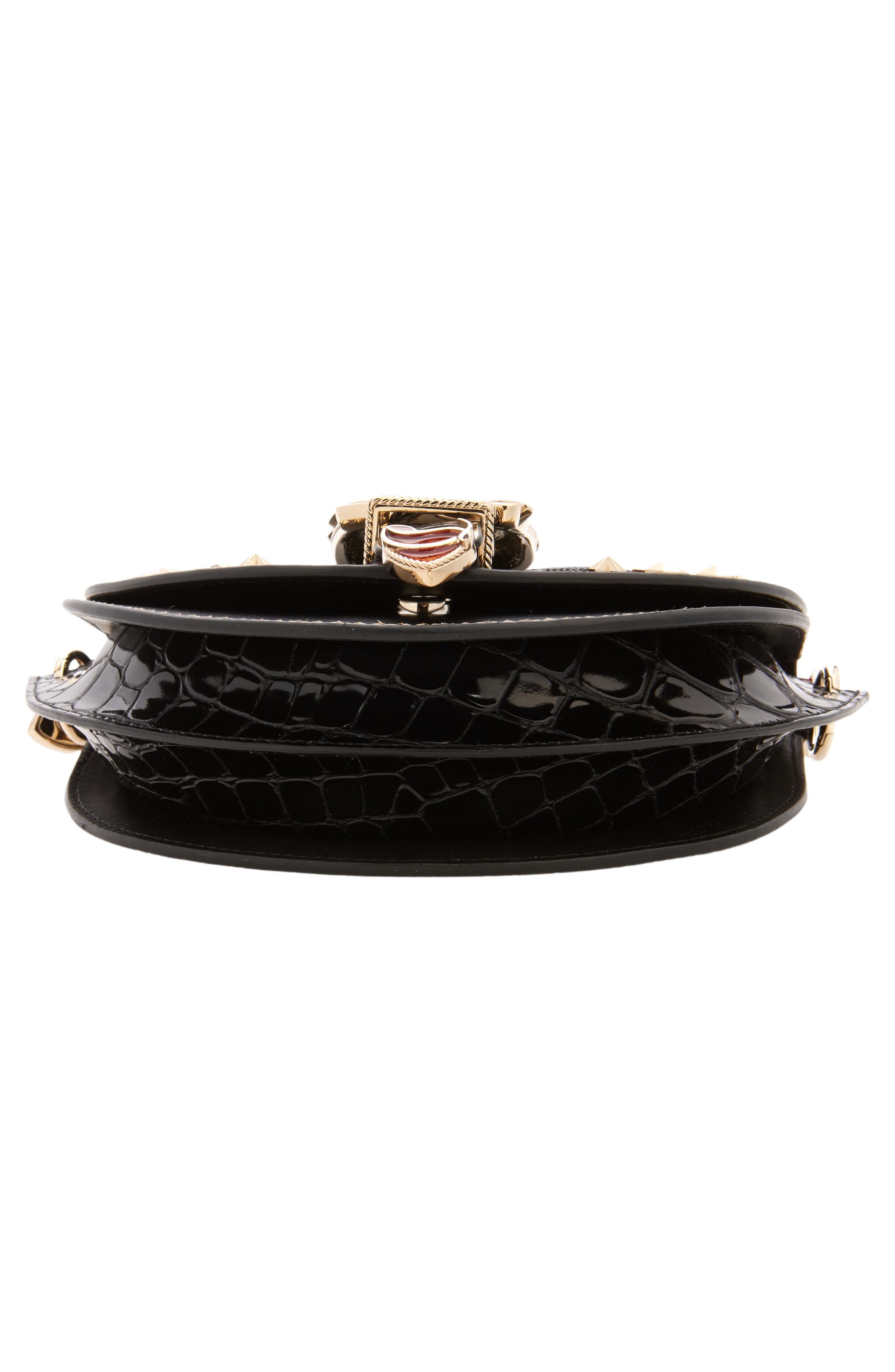 Giddy Saddle Croc Embossed Leather Crossbody Bag, Alternate, color, CM53 BLACK/ BLACK
