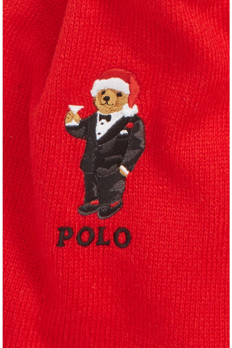 Santa Hat Martini Bear Scarf, Alternate, color, RED