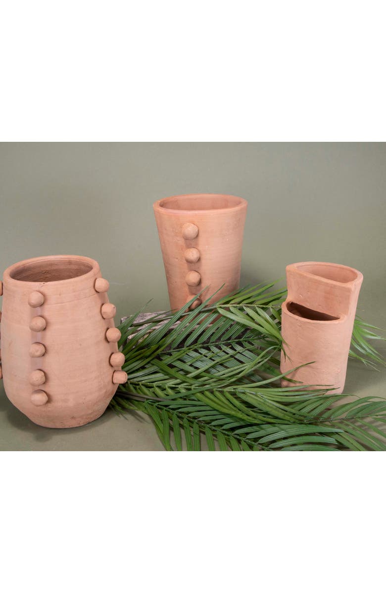 Foreside Home and Garden Natural Terracotta Beaded Decorative Vase, Alternate, color, Red