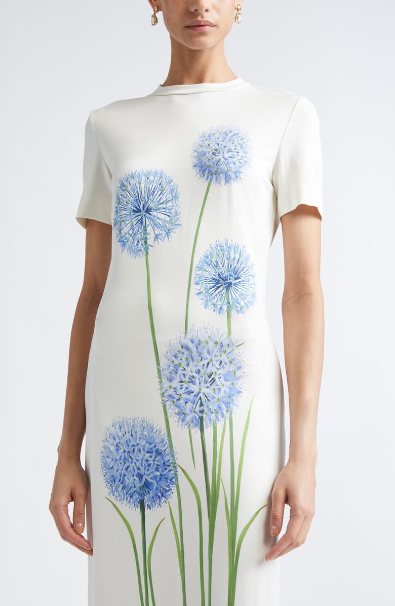 Oscar de la Renta Allium Stretch Jersey Dress, Alternate, color, Blue/ White