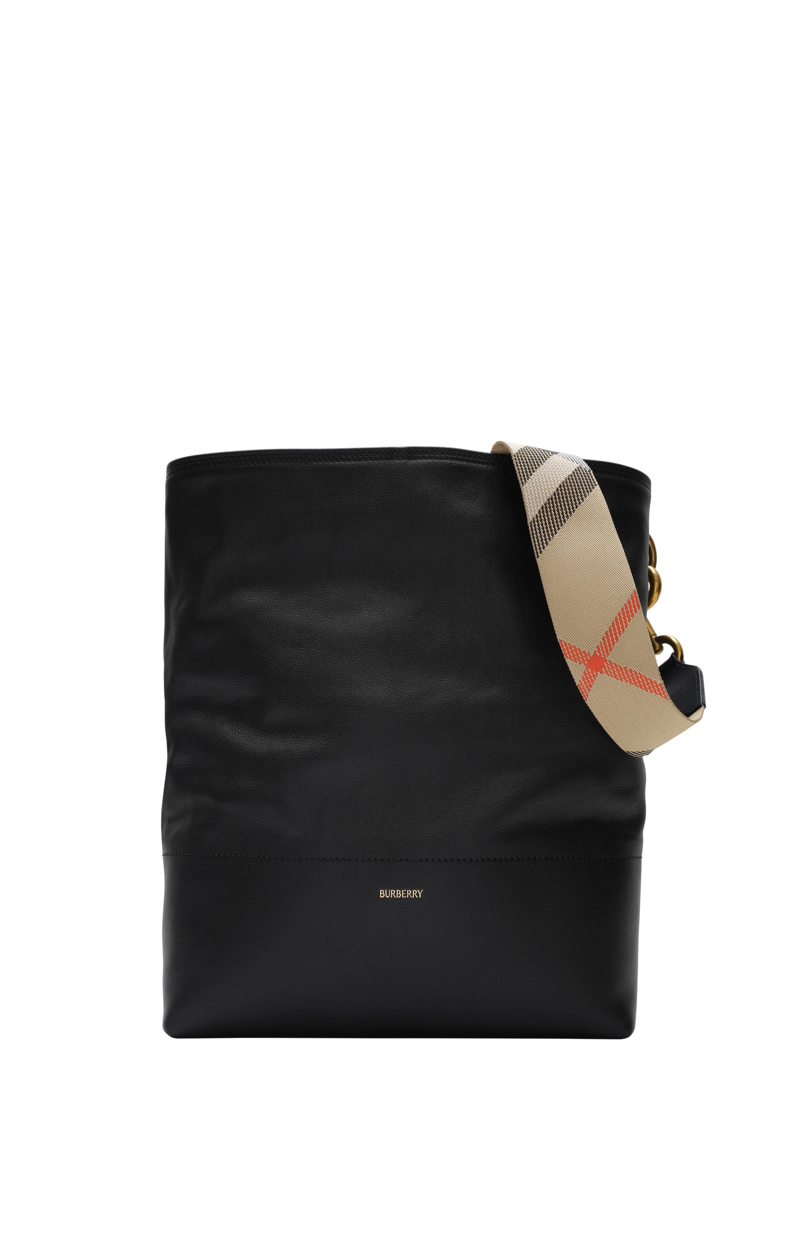 Burberry Medium B Clip Bucket Bag, Main, color, Black