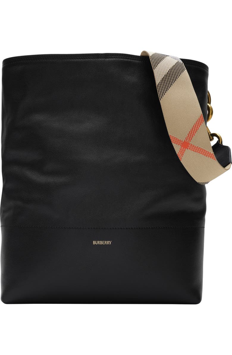 Burberry Medium B Clip Bucket Bag, Main, color, Black