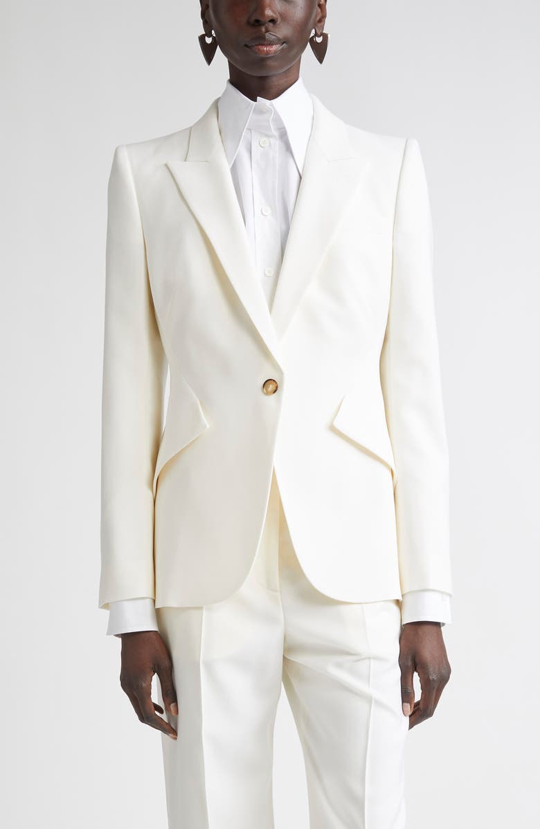 McQueen Single Breasted Wool Martingale Blazer, Main, color, Bone