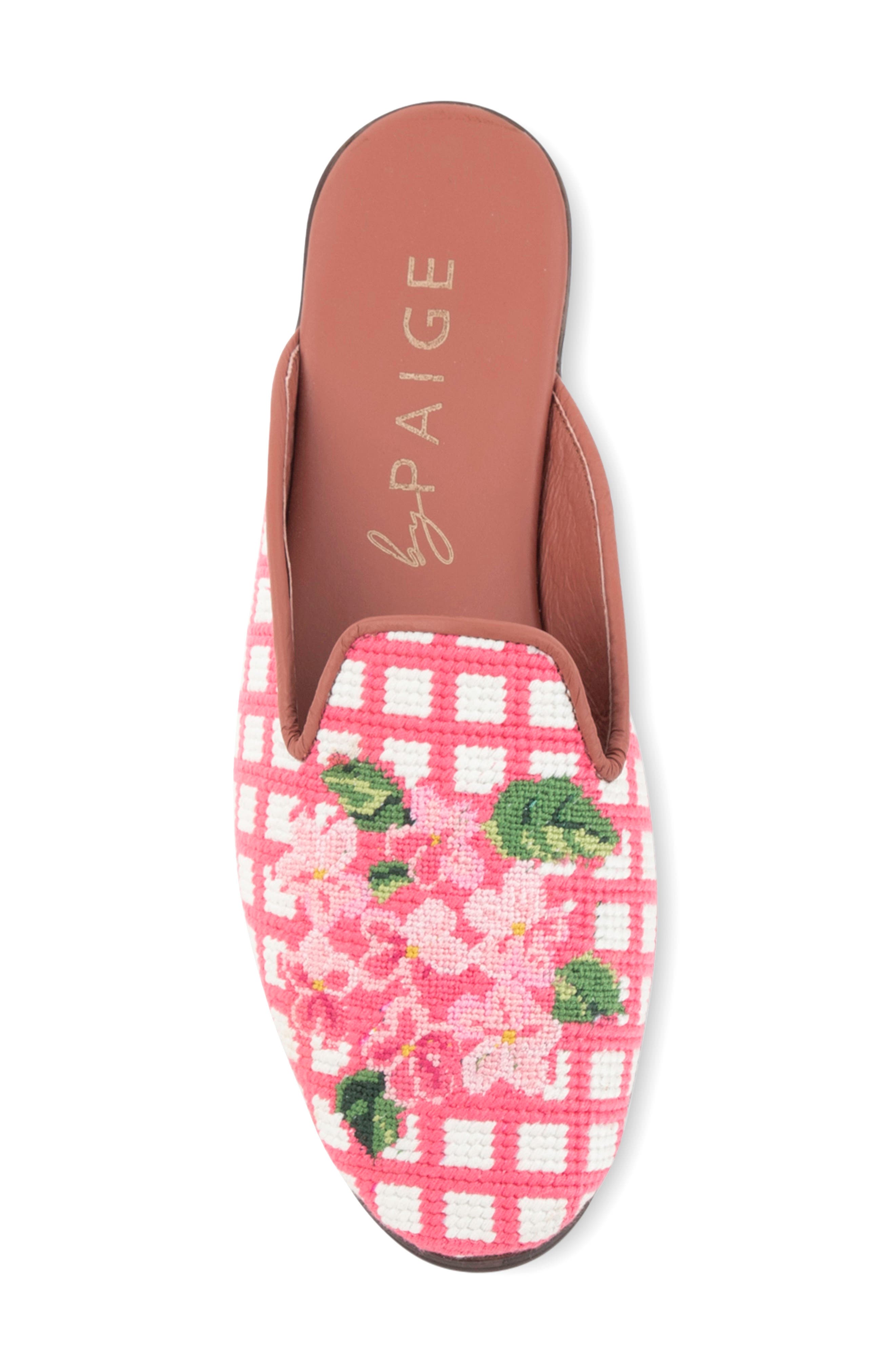 ByPaige Needlepoint Hydrangea Mule, Alternate, color, Pink Hydrangea