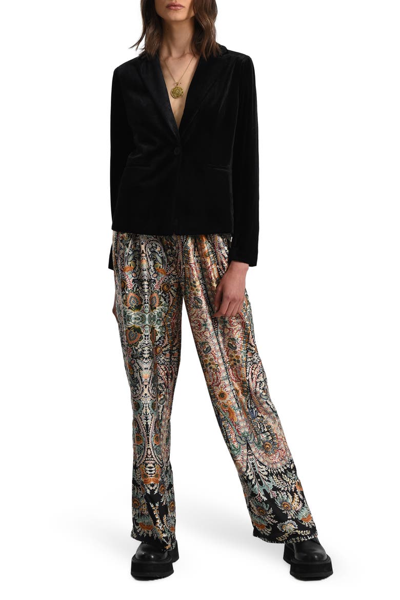 Velvet One-Button Blazer, Alternate, color, BLACK