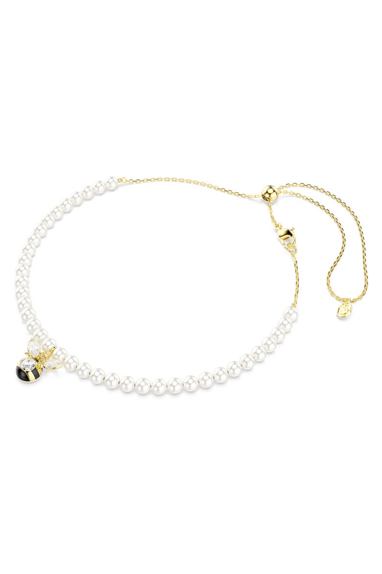 Idyllia Bee Pendant Faux Pearl Choker Necklace, Alternate, color, GOLD/ MULTI