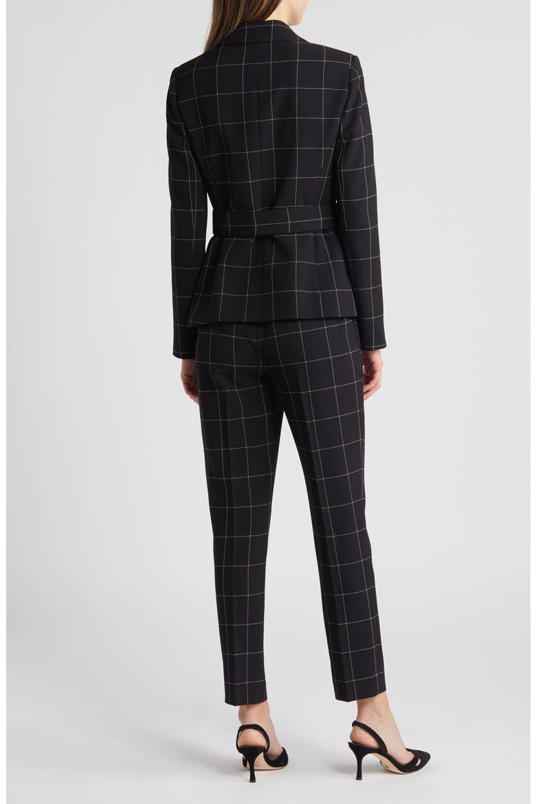 Windowpane Check Belted Blazer & Pants Set, Alternate, color, BLACK IVOR