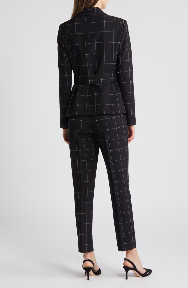 Tahari ASL Windowpane Check Belted Blazer & Pants Set, Alternate, color,