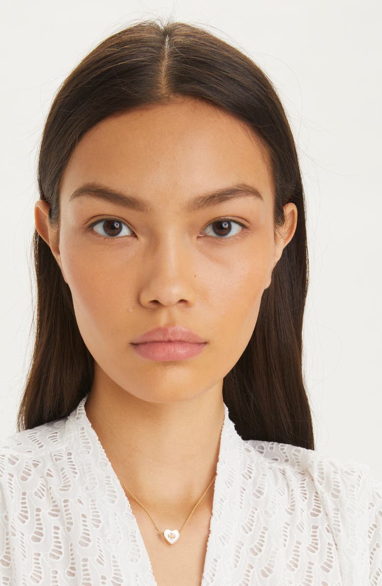 Tory Burch Kira Heart Pendant Necklace, Alternate, color, Tory Gold / Mother Of Pearl