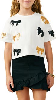 Hayden Girls Kids' Gameday Sequin Bow Graphic T-Shirt
