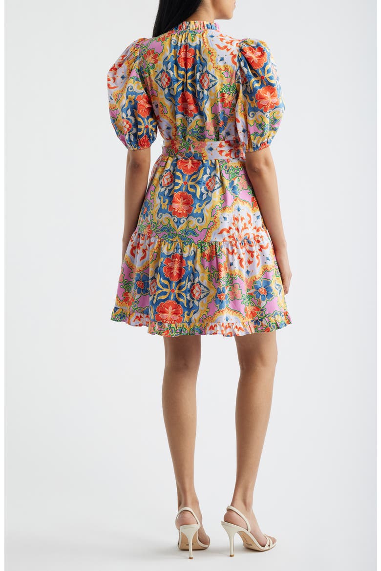 Puffy Sleeve Print Minidress, Alternate, color, PINK MULTI