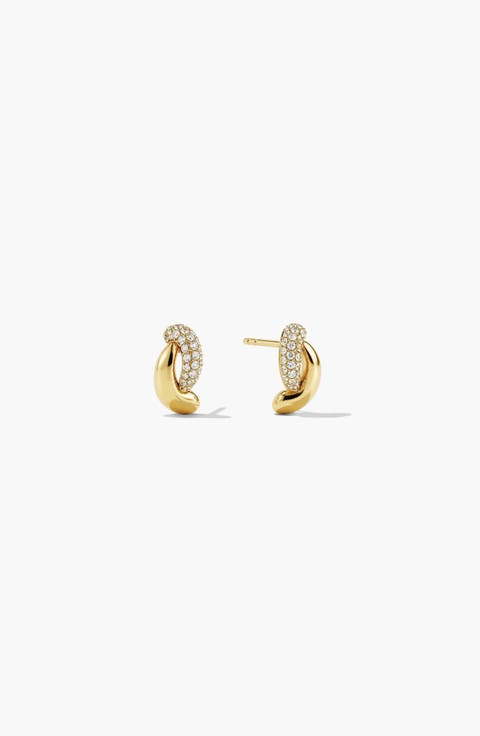 Dôme Brioche Pavé Lab Grown Sapphire Huggie Hoop Earrings
