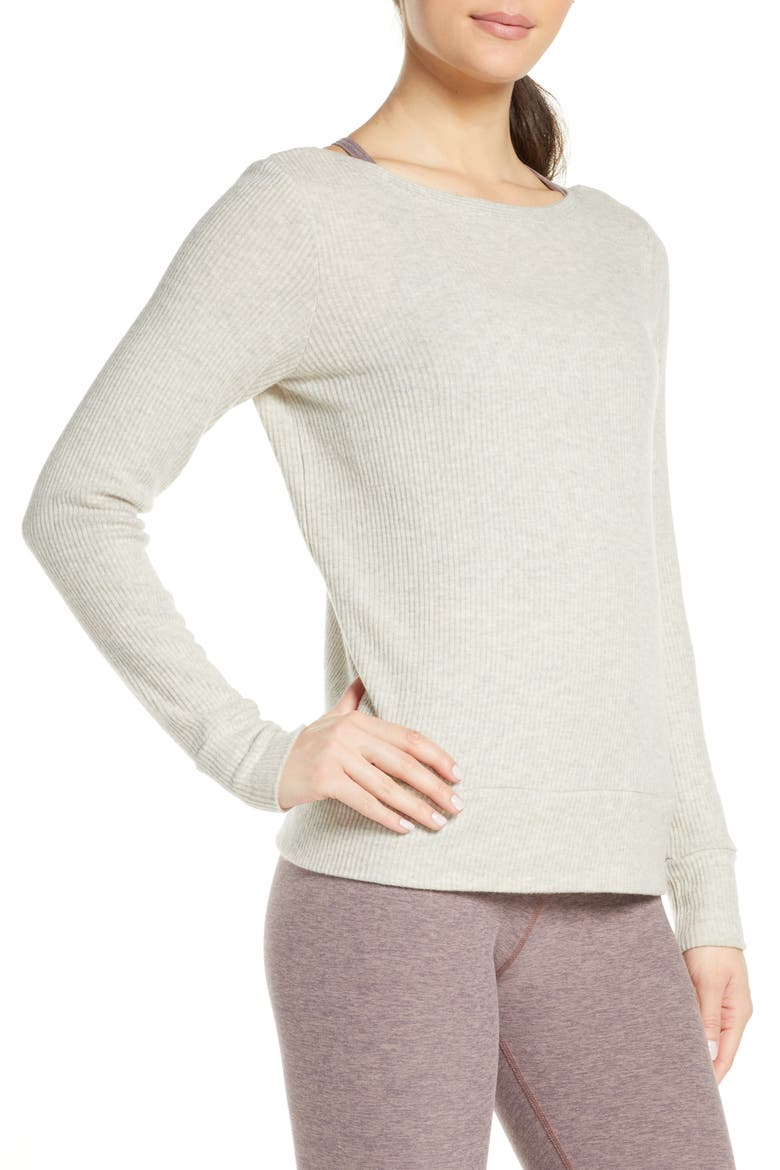 In Line Reversible Ribbed Pullover, Alternate, color, OATMEAL HEATHER