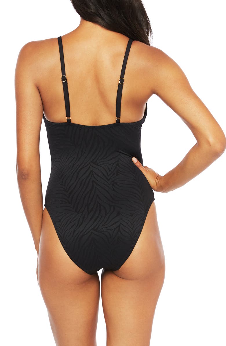 Trina Turk Stripe Trim Zebra One-Piece Swimsuit, Alternate, color, 
