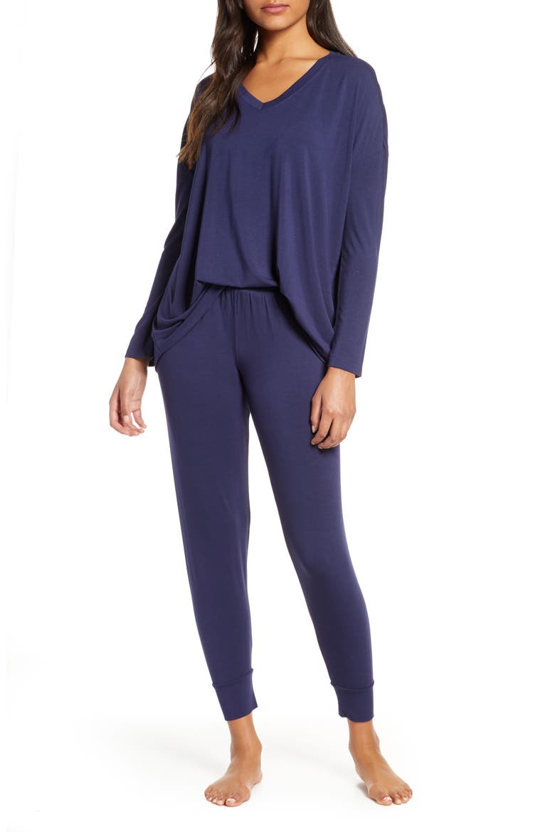 Moonlight V-Neck Pajamas, Main, color, NAVY PEACOAT