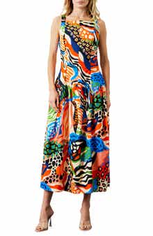 CIEBON Chara Abstract Print Cotton Dress