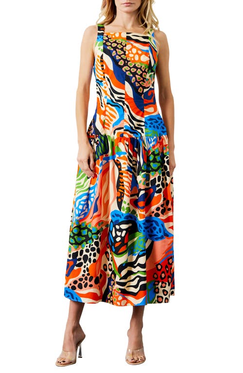 Ciebon Chara Abstract Print Cotton Dress In Multi