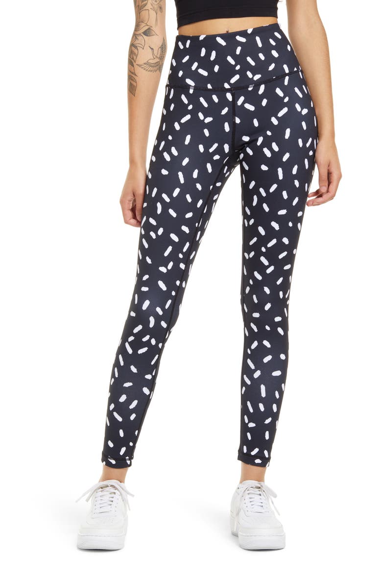 Cristina Martinez High Waist Leggings, Main, color, BLACK SPRINKLE DOT