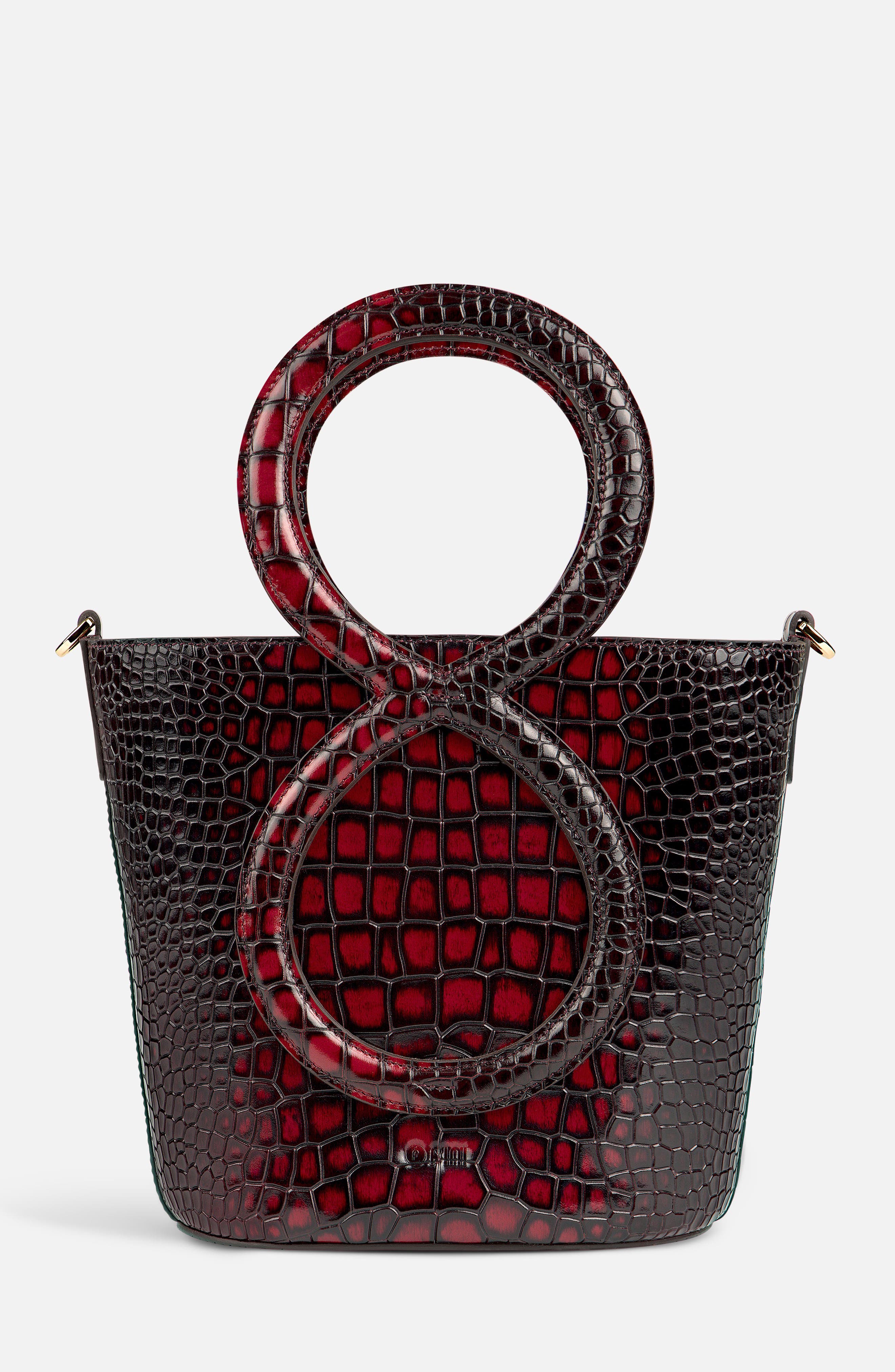 Infinity Bag - Burgundy and Black Crocodile Embossed, Main, color, Burgundy and Black