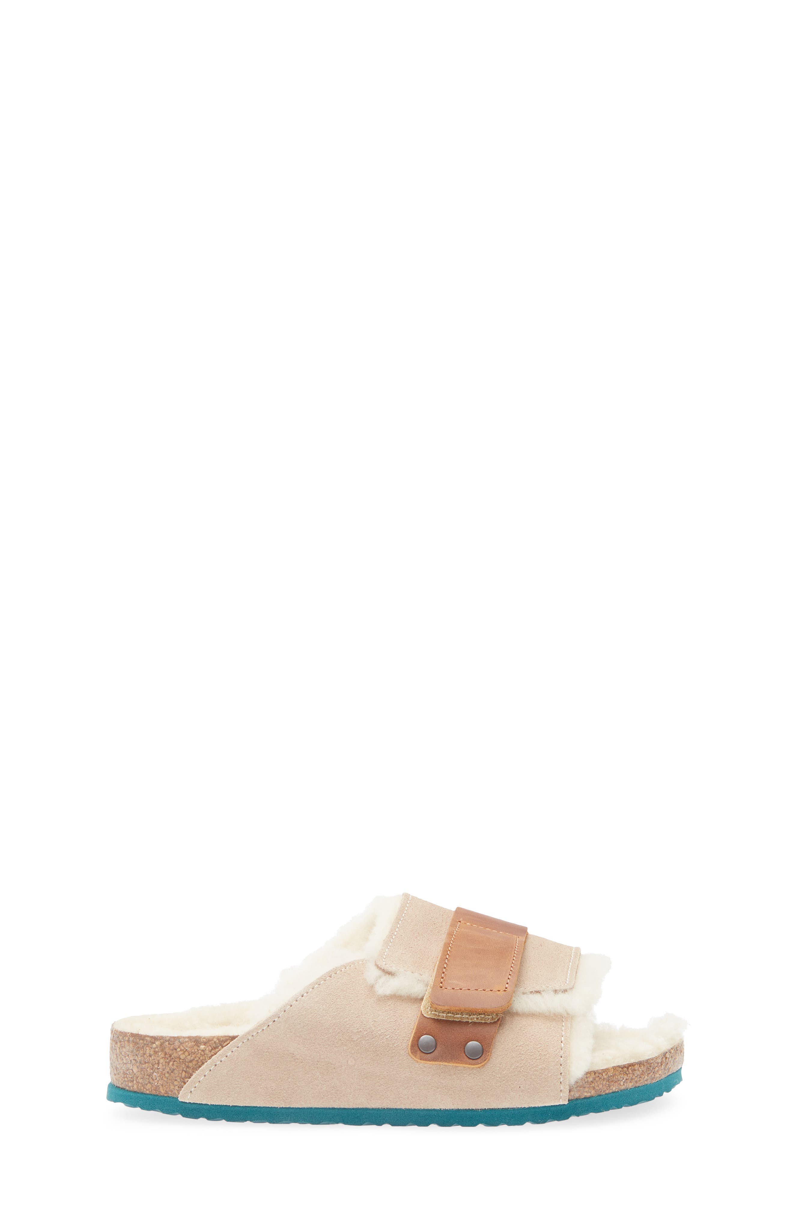 Birkenstock Kids' Kyoto Genuine Shearling Lined Slide Sandal, Alternate, color, Beige