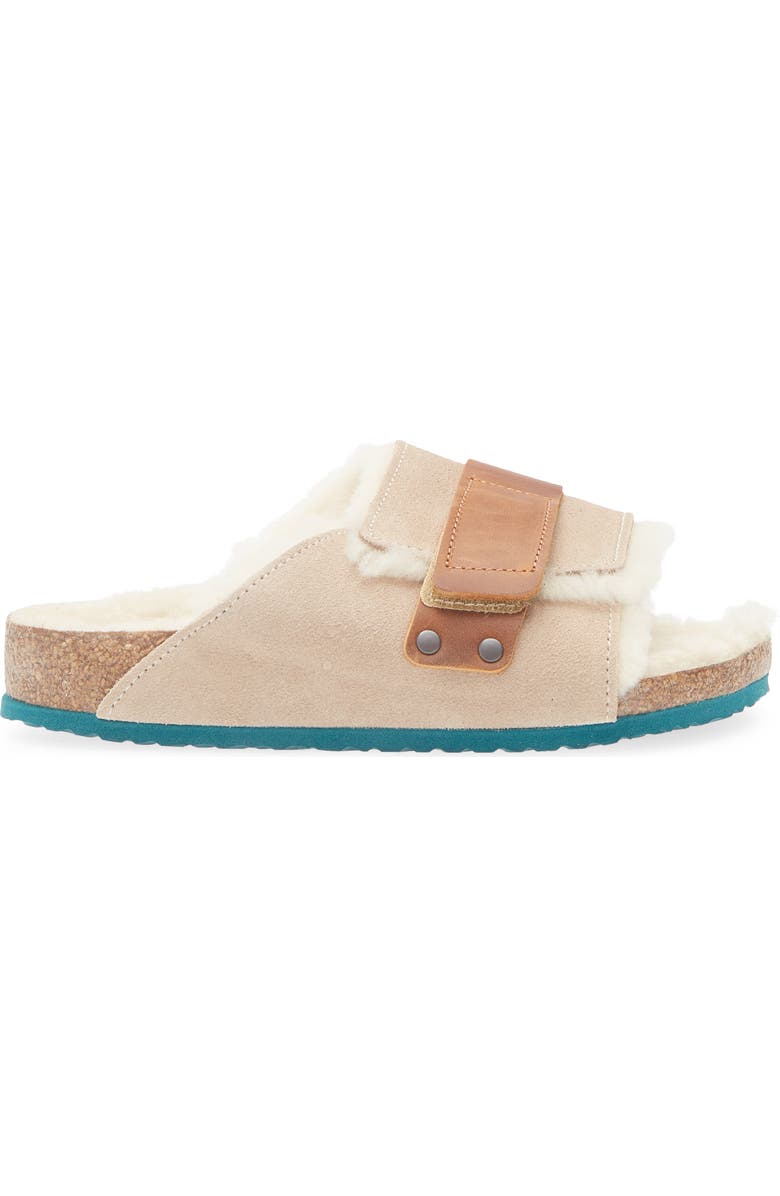 Birkenstock Kids' Kyoto Genuine Shearling Lined Slide Sandal, Alternate, color, Beige