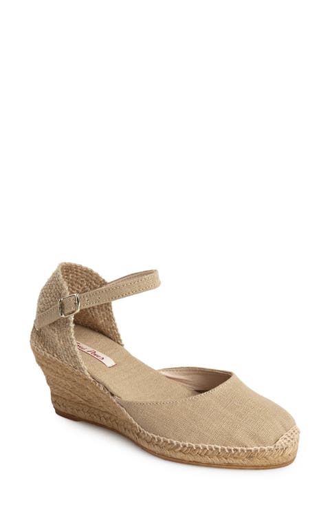 'Caldes' Linen Wedge Sandal (Women)