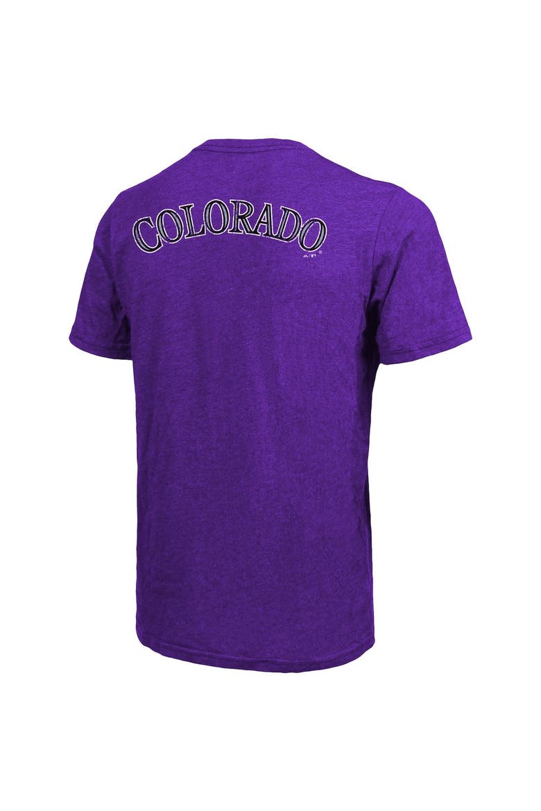 Men's Majestic Threads Purple Colorado Rockies Throwback Logo Tri-Blend T-Shirt, Alternate, color, Purple