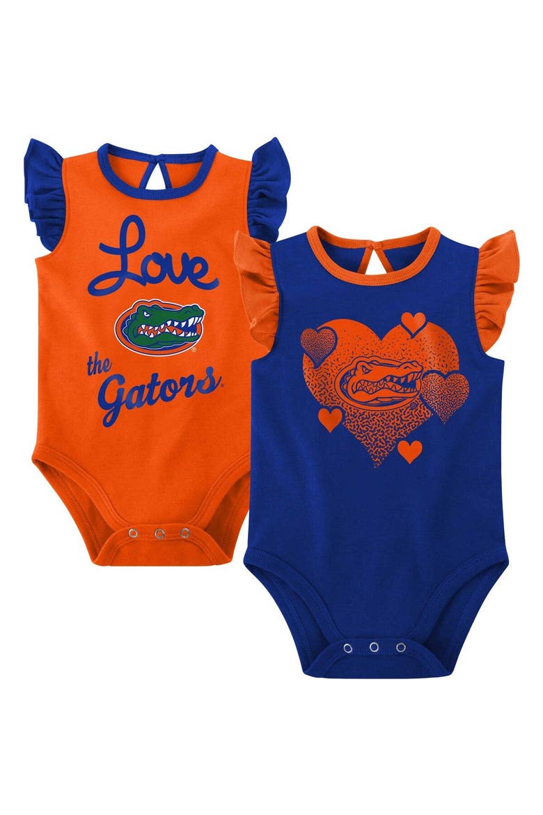 Girls Newborn & Infant Royal/Orange Florida Gators Spread the Love 2-Pack Bodysuit Set, Main, color, Royal