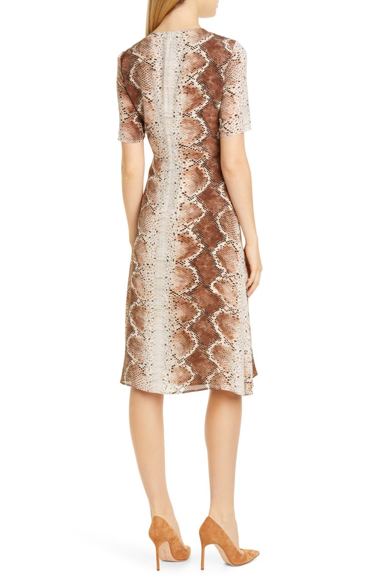 Altuzarra Snakeskin Print A-Line Silk Dress, Alternate, color,